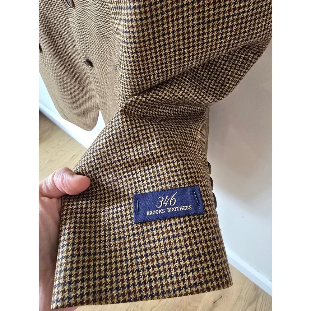 Brooks Brothers 346 Mens‎ 100% Wool Houndstooth Two Button Blazer Sport Coat